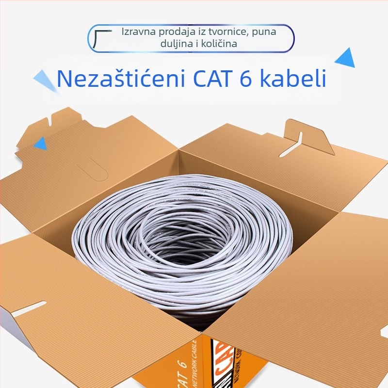 Cat6 mrežni kabel, neekraniran, 8 jezgri, RJ-45, bakar bez oksidacije, 1000kps
