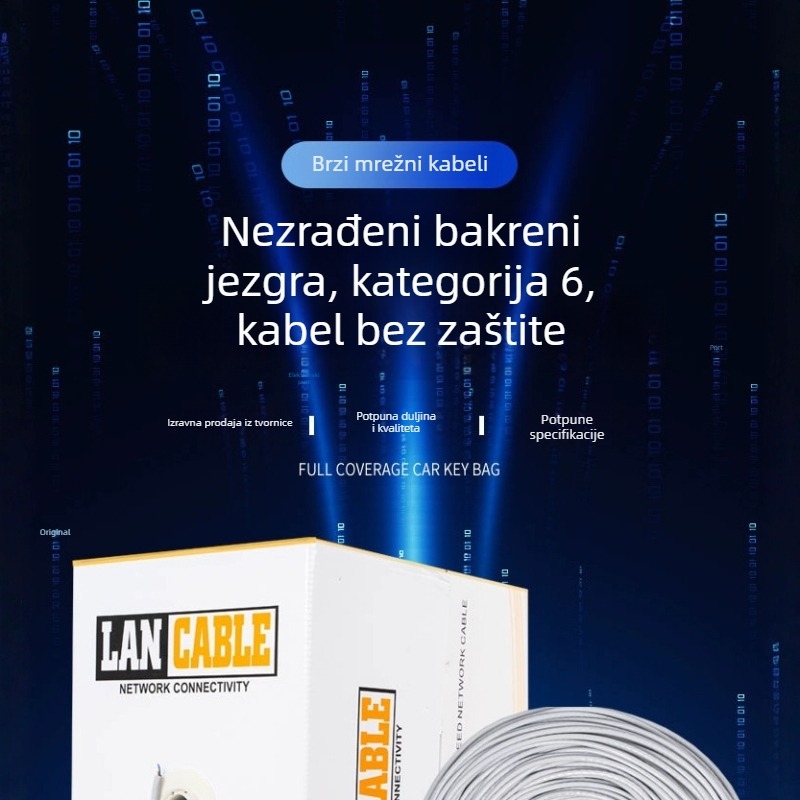 Cat6 mrežni kabel, neekraniran, 8 jezgri, RJ-45, bakar bez oksidacije, 1000kps