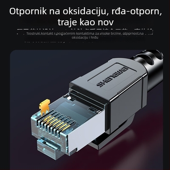 Cat8 Ethernet kabel, RJ-45 konektor, 40 Gbps, bakreni vodič, dvostruko oklopljen