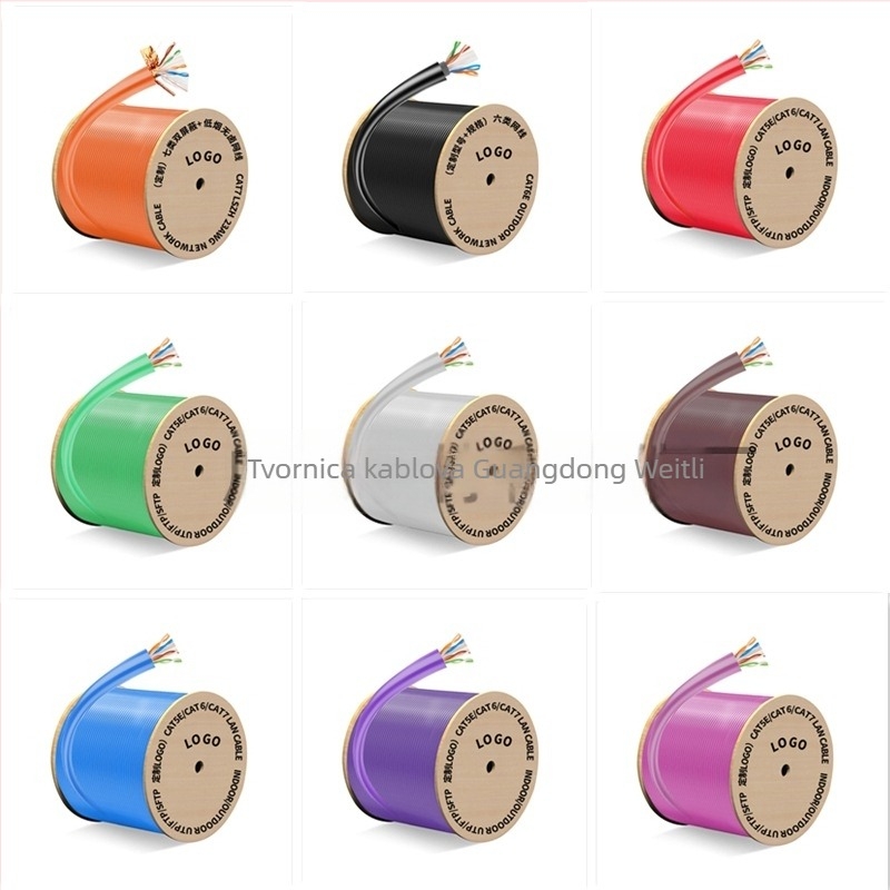 Četveropojasni Cat6/Cat7/Cat8 Ethernet kabel, prilagodljive duljine za visoku brzinu prijenosa, Brzina do 1 Gbps, Radna temperatura -20 do 60 °C, Nosivost napetosti 1000 N