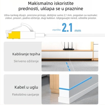 Hepuhto CAT8 RJ45 Plošni Ethernet Kabel 10Gbps Čisti bakar