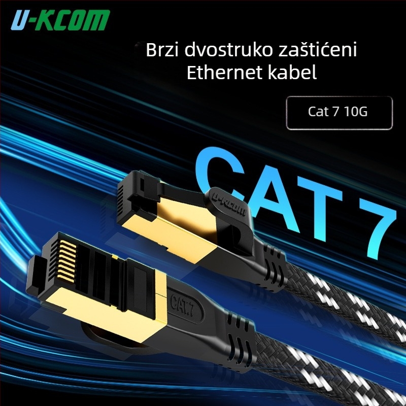 Cat7 kategorija 7, 10-gigabitno štiteni bakreni mrežni kabel za kućnu i profesionalnu upotrebu, unutarnju i vanjsku upotrebu
