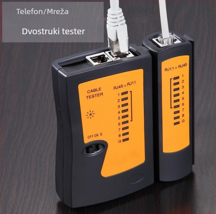 Tester mrežnih kablova – višenamjenski tester mrežnih i telefonskih kablova, mjerenje poravnanja linije, model Network tester, paket uključuje 1 glavnu jedinicu i priručnik, 1 godina jamstva