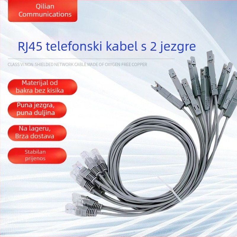 Sivi RJ-45 adapter s glavom duckbill, dvodjelni patch kabel, uvijeni par, Gigabit