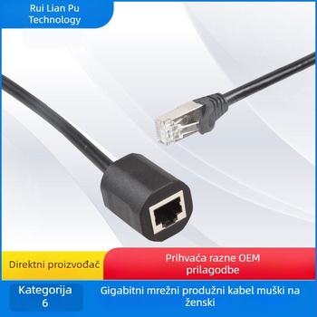 RJ45 Cat6 Gigabit produžni kabel, muško-ženski konektor, uvijeni par