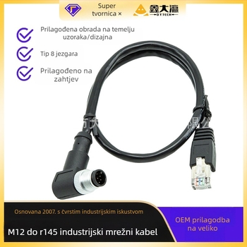 Industrijski mrežni kabel za kameru, M12 kutni RJ45 priključak, 8-žilni bakreni uvijeni par, Cat 6