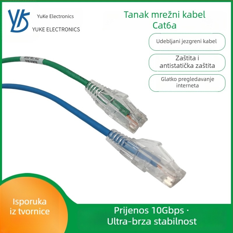 Zaštićeni mrežni kabel kategorije 6e s uvijenim parovima, vodič 3,8 mm, BC (32 AWG/30 AWG), brzina prijenosa 10 000 MB, Cat6a priključak, sastavljen