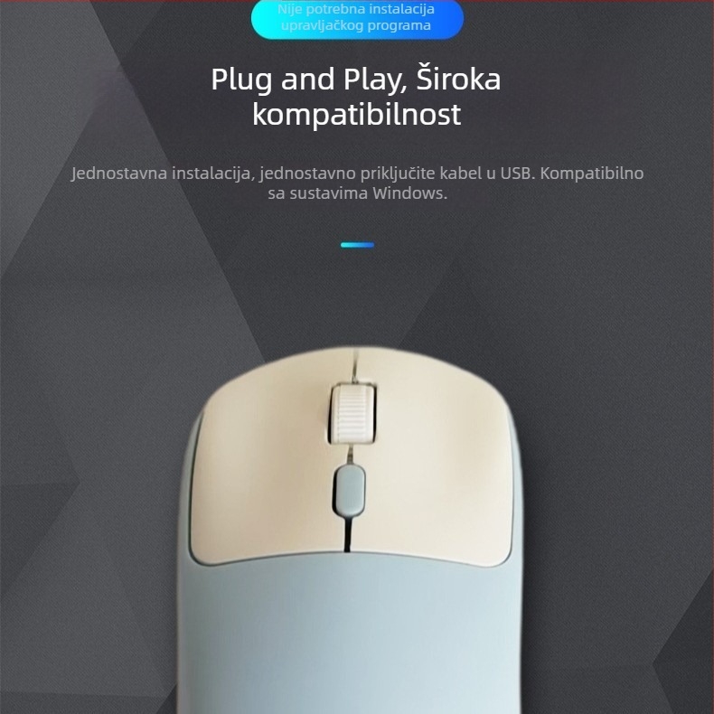 Bežični miš s 2,4 GHz i Bluetoothom, dvostrukim načinom za prijenosna računala, stolna računala i tablete – uredska uporaba
