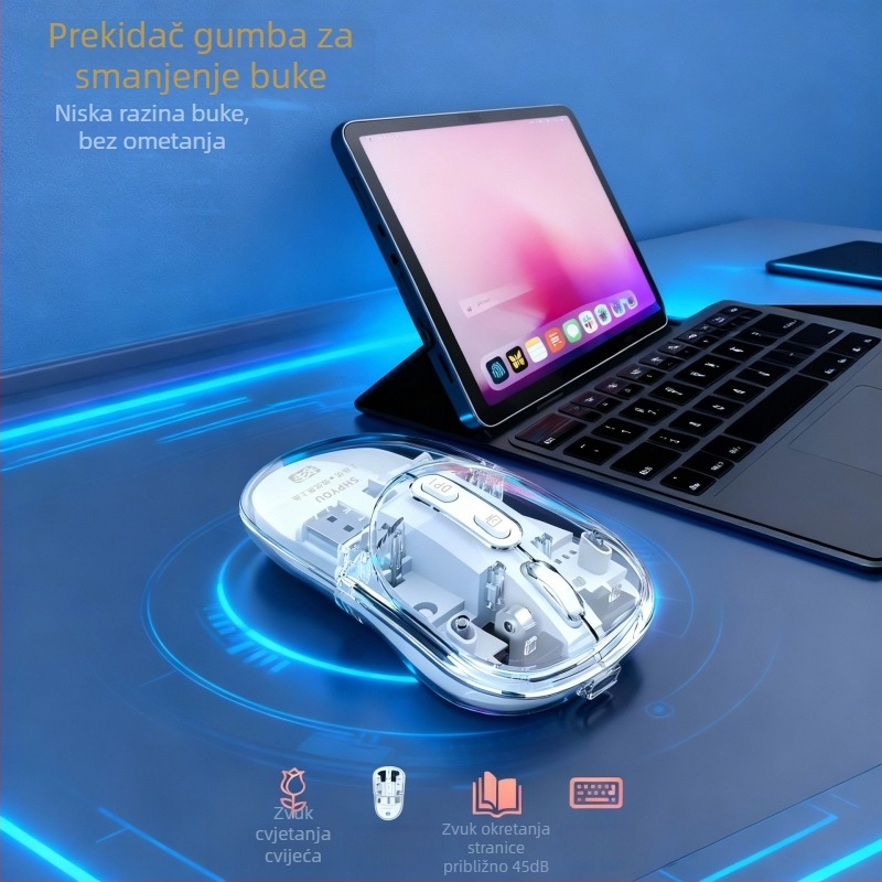 M9 prozirna bežična miša s tri načina, punjiva Bluetooth, patentirani privatni kalup