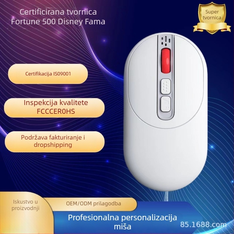 Bežična uredska miša s AI glasom, MW-07 Ai smart voice mouse, 6 tipki, 4000 DPI, 2.4G+Bluetooth