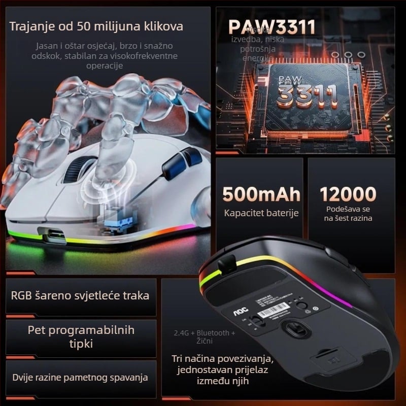 AOC bežični Bluetooth miš, 3 tipke, 2017