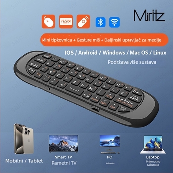 Bežični set tipkovnice i miša s pozadinskim osvjetljenjem i senzorom pokreta, Bluetooth, 63 tipke, plug-and-play
