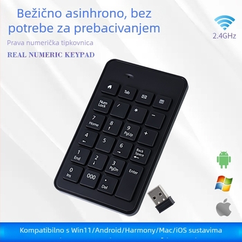 Numerička tipkovnica s 23 tipke, bežični 2.4G s ugrađenim USB prijemnikom, model K-23g, optičko razlučenje 5600