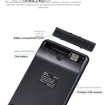 Numerička tipkovnica s 23 tipke, bežični 2.4G s ugrađenim USB prijemnikom, model K-23g, optičko razlučenje 5600