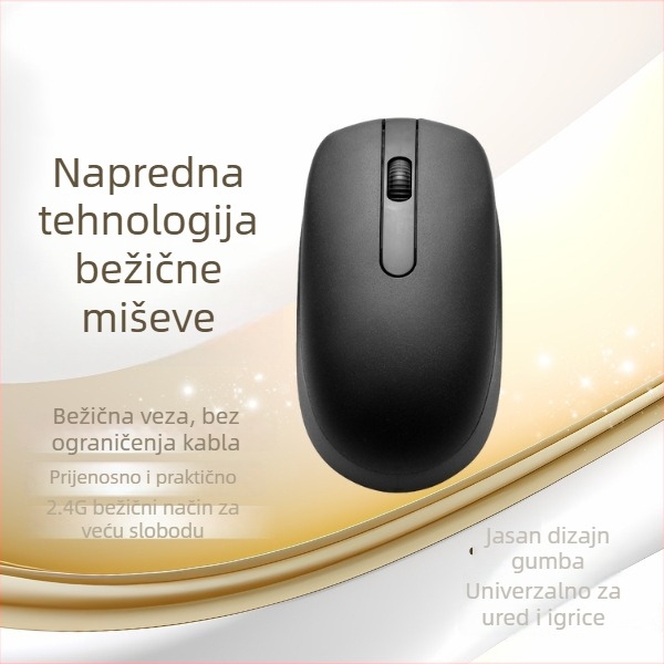 Bežična miš 960, 2 tipke, 1200 DPI optički senzor, 2.4G, plug‑and‑play, ergonomska, za stolna i prijenosna računala
