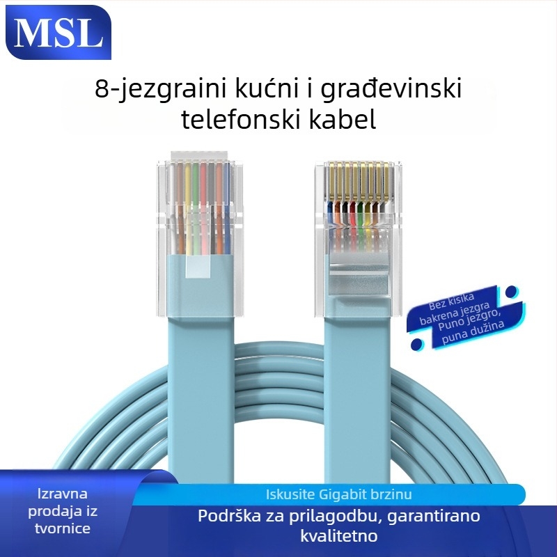 RJ45 8P8C telefonski mrežni jumper — bakar bez oksidacije, 2 m, zlatno obložene kontakte