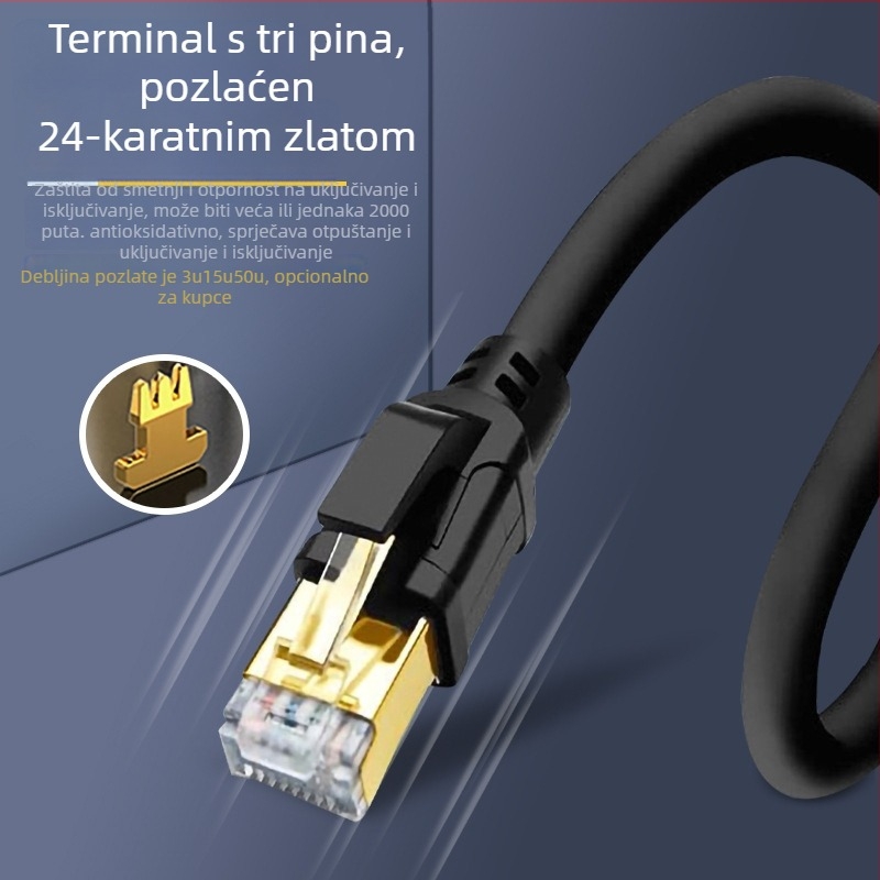 D-Sunty CAT8 Ethernet kabel visoke brzine, čista bakrena, dvostruko oklopljen, ekološki materijali