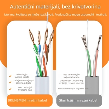 Nezaštićeni Cat5e mrežni kabel od bakra bez kisika, visokih brzina, uvijeni parovi, 305 m u kutiji