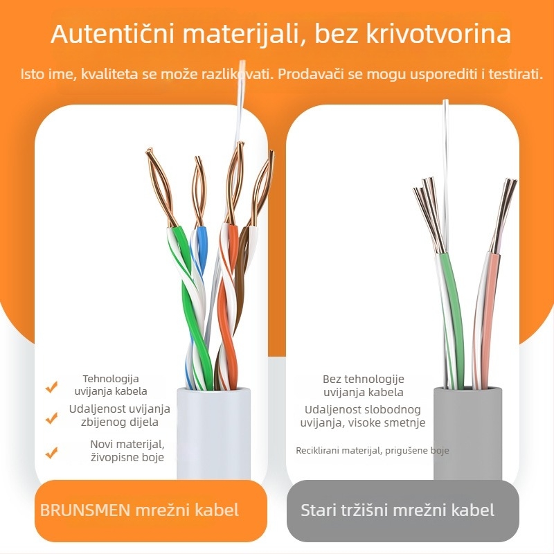 Nezaštićeni Cat5e mrežni kabel od bakra bez kisika, visokih brzina, uvijeni parovi, 305 m u kutiji