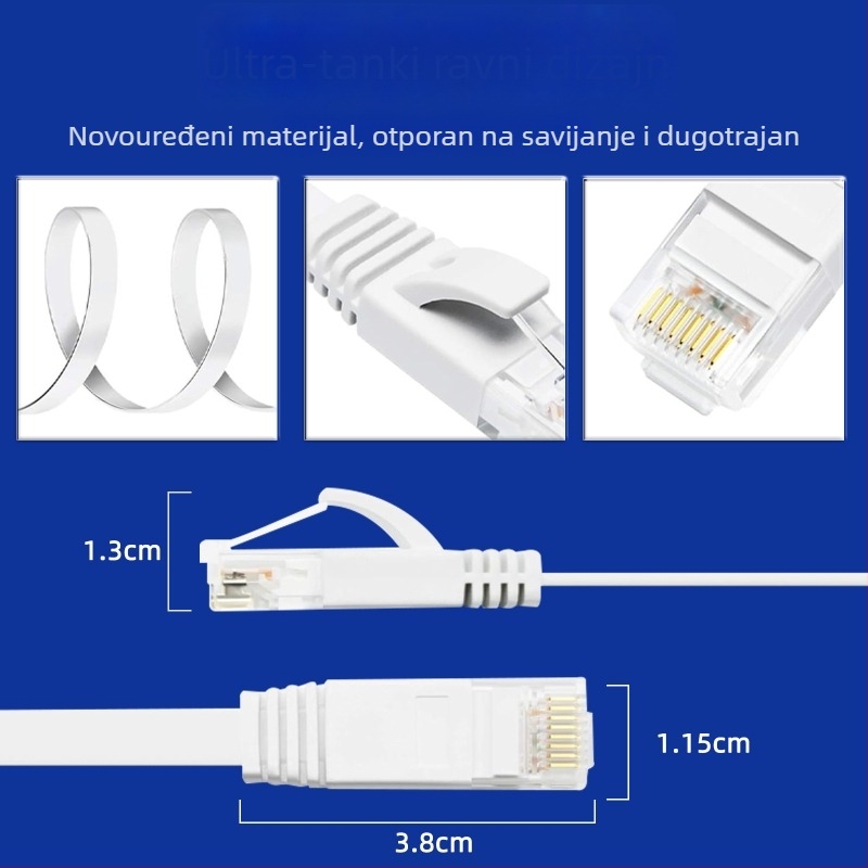 Dongshengtai Cat6 plosni Ethernet kabel - ultra tanak, Gigabit brzine, uvijeni par žica