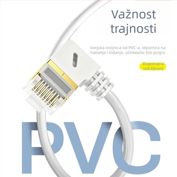 Cat7 RJ45 patch kabel, 90° kut, 10Gbps, dvostruka savijanja