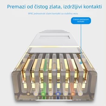 Cat7 RJ45 patch kabel, 90° kut, 10Gbps, dvostruka savijanja