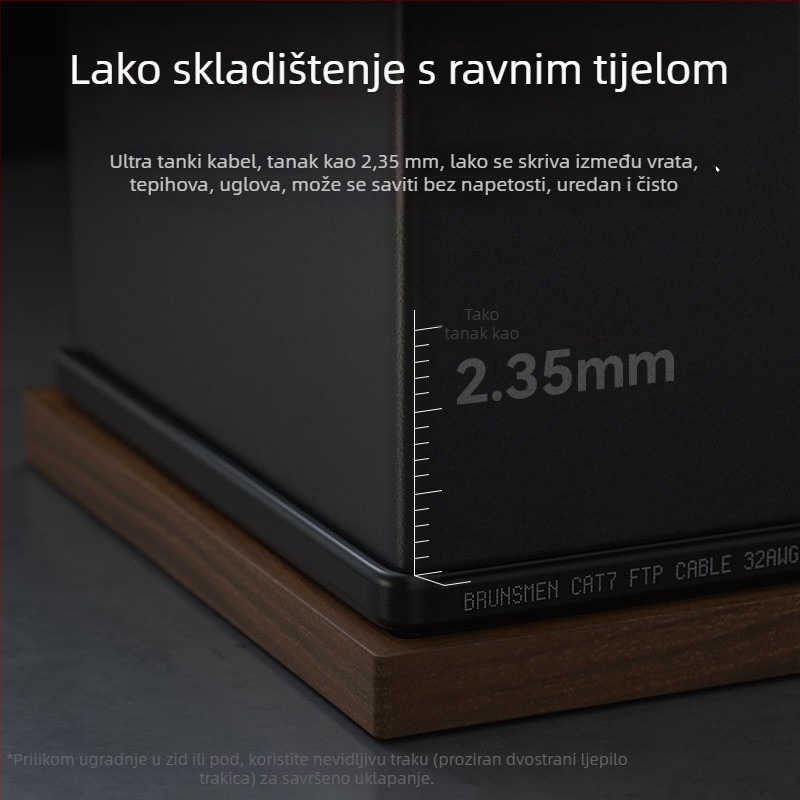 Cat7 ultra-tanki plosnati Ethernet kabel, dvostruko zaštićen