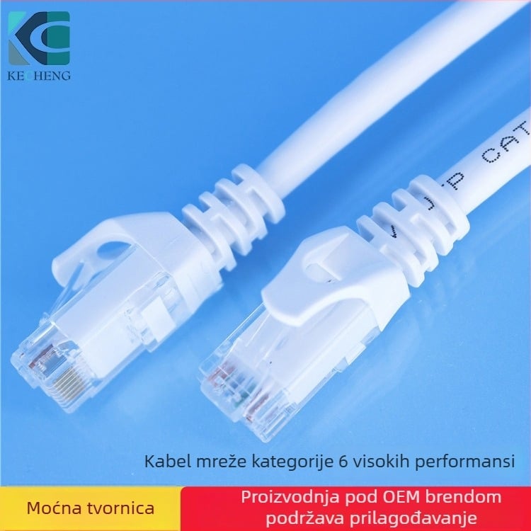 Cat6 nezaštićeni Ethernet patch kabel s prozirnim RJ45 konektorima, model KC-0605, 1000 Mbps