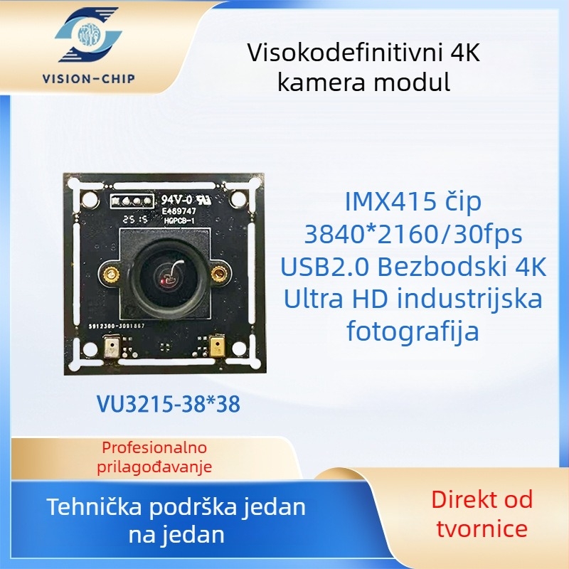 4K USB kamera modul s automatskim fokusom, 8 MP senzor, 3840x2160 pri 30fps, USB 2.0, bez upravljačkog programa