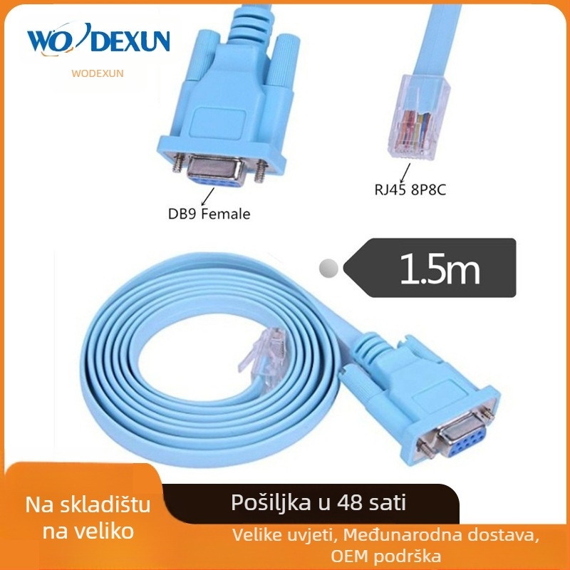 RJ45 na DB9 serijski konzolni kabel za konfiguraciju usmjerivača, bakreni vodič, 1.5 m