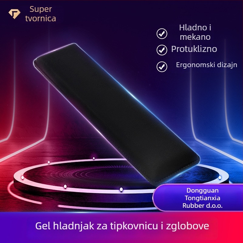 Podloga za zglob tipkovnice – gel od ledenog svile, dvostrana, s točkastim gumovim uzorkom