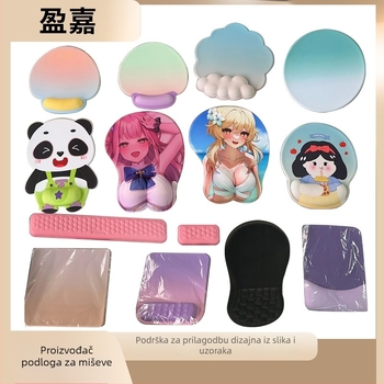 Prilagođena podloga za zglob za miš i podrška za dlan za tipkovnicu, mala gumena podloga, esport stil