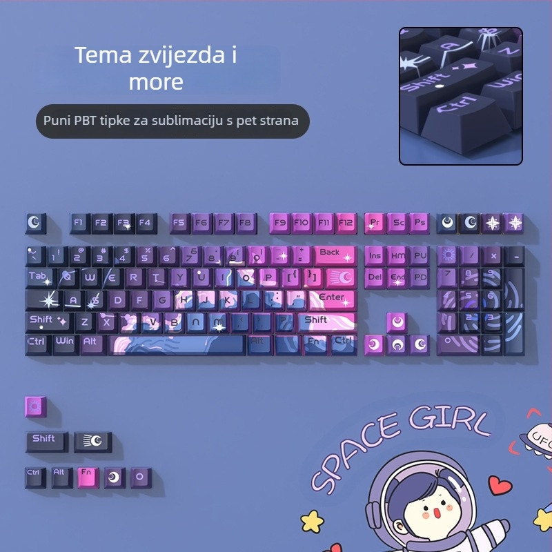 PBT sublimirani keycapovi za mehaničku tipkovnicu – petostranična sublimacija, univerzalna kompatibilnost, personalizirani dizajn Starry Sea