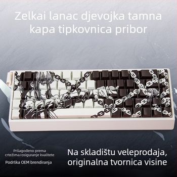 Mehaničke kapice za tipkovnicu: bočno gravirana djevojka s lancem, komplet od 130 kapica, petostruka sublimacija, PBT