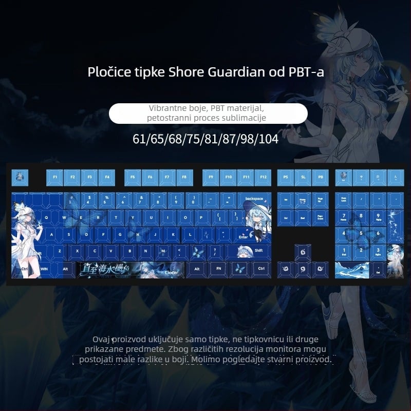 Keycapsi za mehaničku tipkovnicu - model Jjy08, PBT materijal, petostrana sublimacija, kompatibilno s većinom mehaničkih tipkovnica