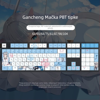 PBT poklopci tipkovnice s temom 2D anime mačka djevojka, sublimacijsko tiskanje, kompatibilno s mehaničkim tipkovnicama