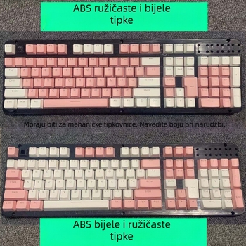 Set kapica za tipke za mehaničku tipkovnicu, ABS materijal, Cherry MX cross-stem kompatibilan, okrugli tipke, slova i brojevi.