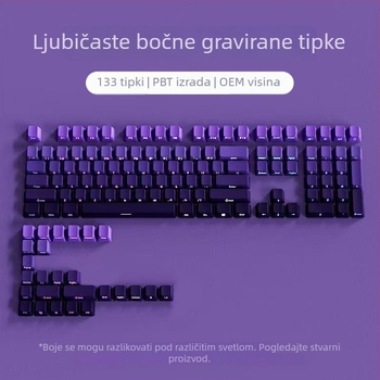 Set kapica za tipke za mehaničku tipkovnicu, 133 tipki, bočna gravura, gradijentno prozirno