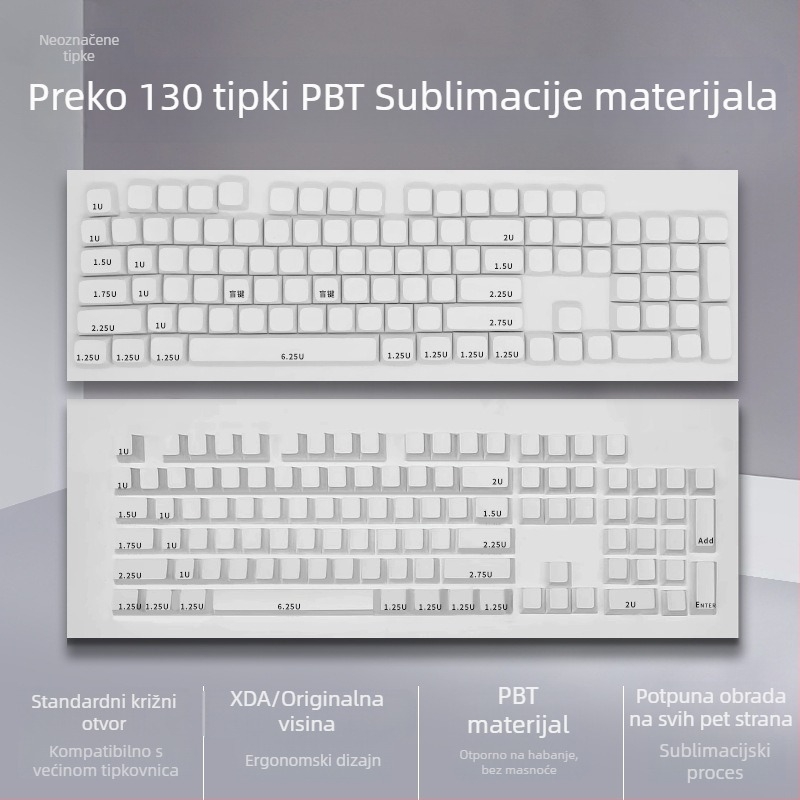 Keycap za mehaničku tipkovnicu, minimalistički model, 137-tipkovska konfiguracija, plastični materijal