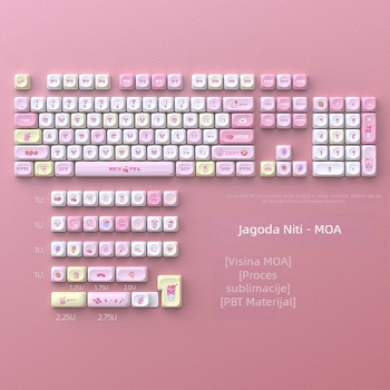 Kapice za tipkovnicu Strawberry Beads MOA, PBT, Sublimacija, DIY komplet 135 tipki, univerzalno