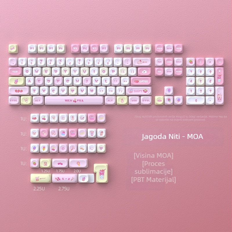 Kapice za tipkovnicu Strawberry Beads MOA, PBT, Sublimacija, DIY komplet 135 tipki, univerzalno