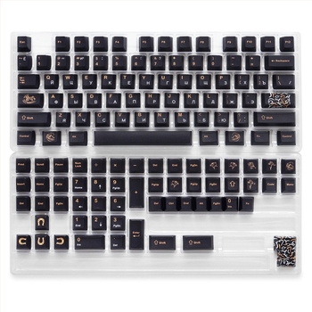 Black Horse PBT kapice tipki, sublimacijska, izvorna visina, 130 tipki, kompatibilno s Cross‑Axis mehaničkim tipkovnicama 61/64/68/87/104/108