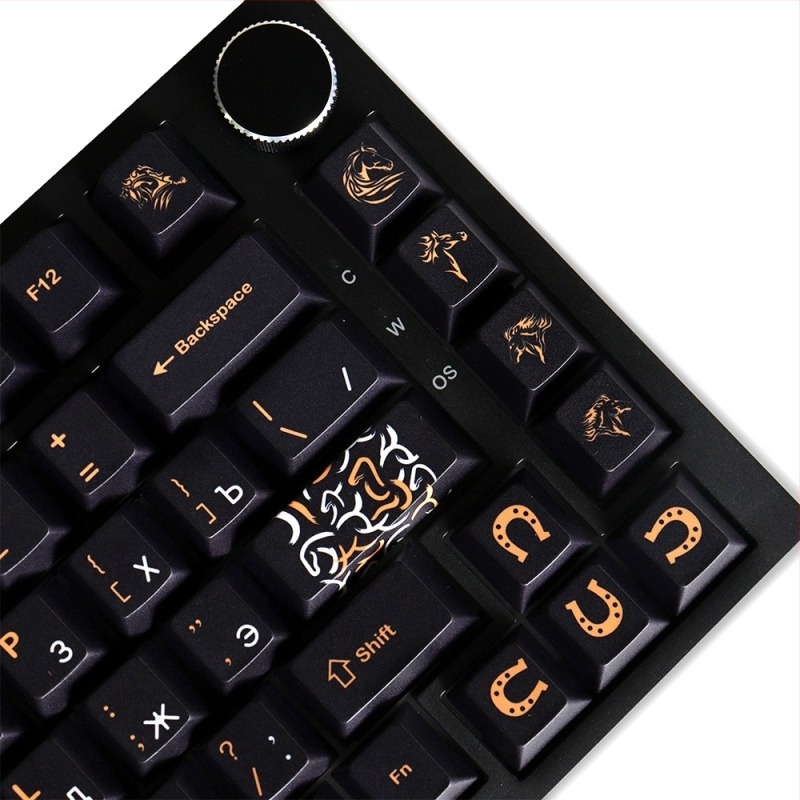 Black Horse PBT kapice tipki, sublimacijska, izvorna visina, 130 tipki, kompatibilno s Cross‑Axis mehaničkim tipkovnicama 61/64/68/87/104/108