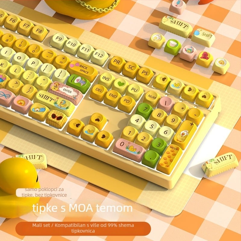 Moa kapice tipki s temom patke, PBT, sublimacija, za mehaničke tipkovnice, univerzalna kompatibilnost
