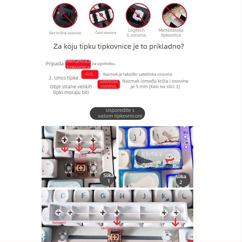 Keycap za tipkovnicu, PBT, sublimacija s pet stran, personaliziran, kompatibilan s univerzalnim i mehaničkim tipkovnicama, jednogodišnja garancija