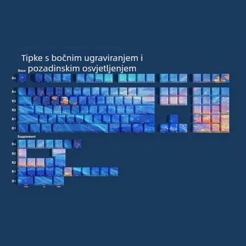 Set PBT tipki za mehaničku tipkovnicu s bočnim graviranjem i dvobojnom injekcijskom sublimacijom, univerzalna kompatibilnost, 98+ tipki