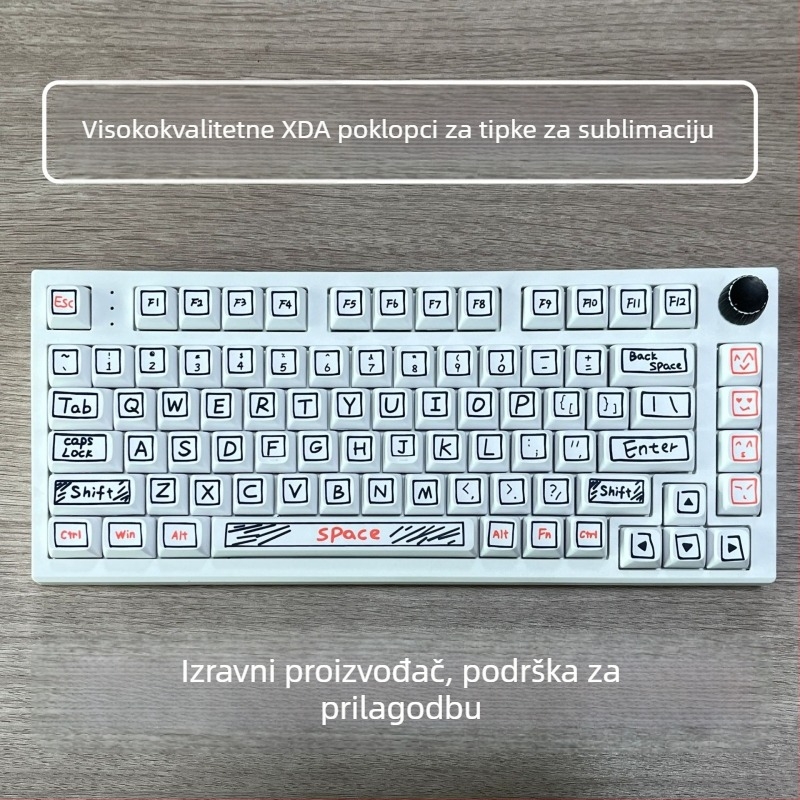 Prilagodljive četverokutne keycapice s graffiti temom — ručno oslikane comics teme, sublimacijski postup boje, komplet od 124 tipki, kompatibilno s 95% mehaničkih tipkovnica, otporne na habanje i masnoću.