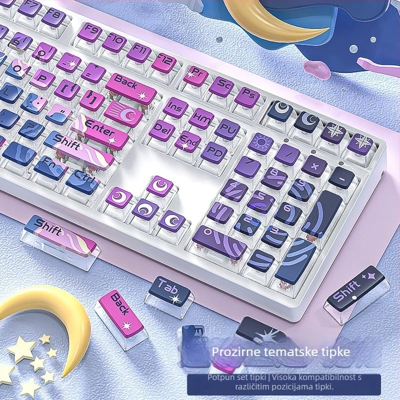 Prilagođena kapica za tipkovnicu za mehaničke tipkovnice, PBT termalna sublimacija, prozirni uzorak, model Star Sea.