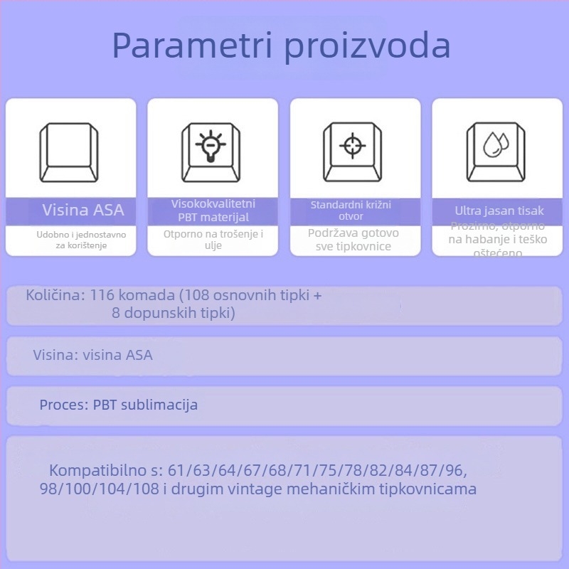 Prilagođena kapica za tipkovnicu za mehaničke tipkovnice, PBT termalna sublimacija, prozirni uzorak, model Star Sea.
