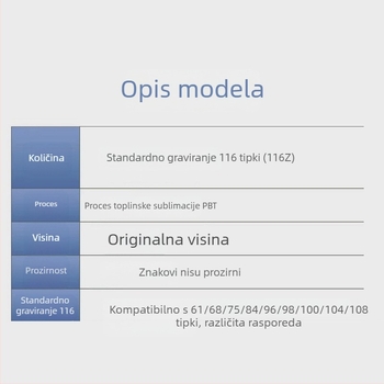 Set kapica za tipkovnicu - PBT toplinska sublimacija, nacionalni stil, univerzalna kompatibilnost s mehaničkim tipkovnicama, DIY prilagodba, uključuje alat za vađenje kapica, 1 godina jamstva